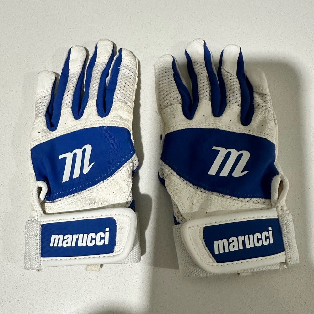 Marucci Blue and White Batting Gloves